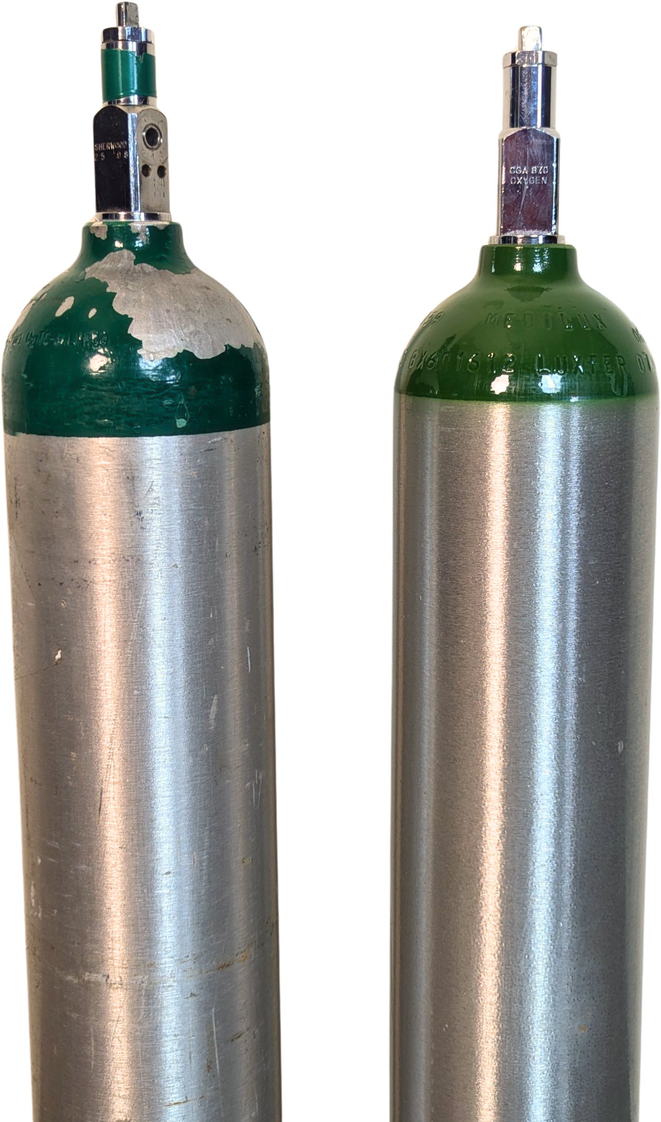 Cylinder before and after refurbishment