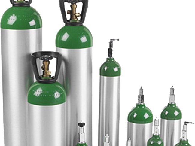 Cylinders of several sizes stood together