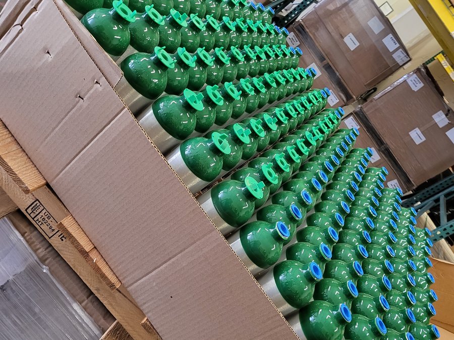 Cylinders crated and ready to ship