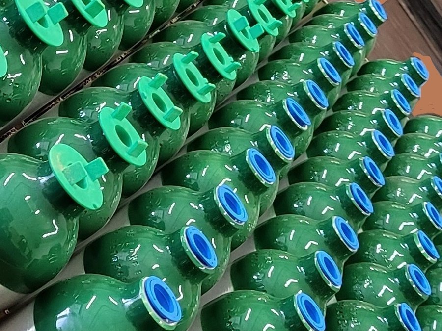 Close view of cylinder valves and collars